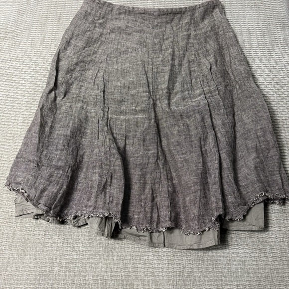 EILEEN FISHER 100% LINEN SEAMED SKIRT IN CLOVE, SZ LARGE - Picture 5 of 6